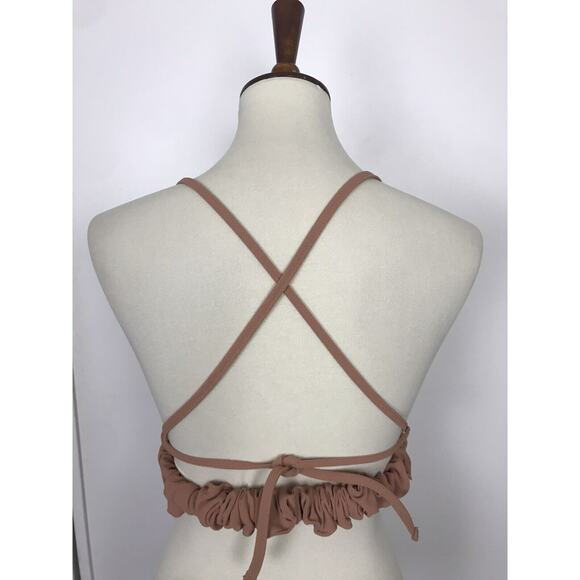 Storets Crop Triangle Tank Top Strappy Criss Cross Back - Picture 6 of 7